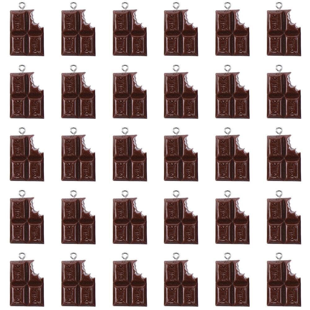 4218 30 PCS Simulation Food Charms Cute Handmade Resin Chocolate Shape